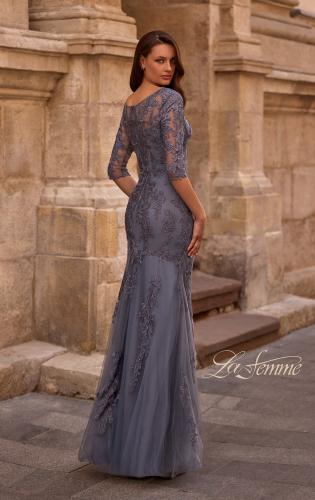 Picture of: Tulle Gown with Lace Applique and Illusion Top, Style: 29226, Back Picture