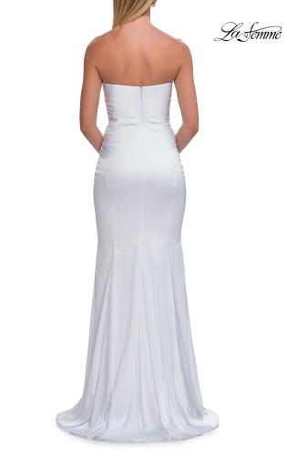 Picture of: Strapless Satin Gown with Fitted Silhouette in White, Style: 33546, Detail Picture 20