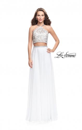 Picture of: Two Piece Dress with Chiffon Skirt and Lace Top in White, Style: 26288, Detail Picture 1