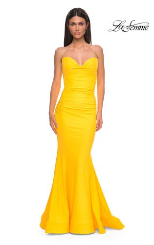 Picture of: Simple Jersey Mermaid Prom Dress with Sweetheart Neckline in Yellow , Style 32872, Detail Picture 13