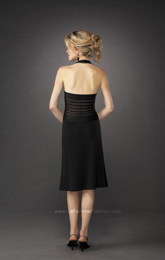 Picture of: Long A-Line Halter Prom Dress with Sheer Detail in Black, Style: 12722, Back Picture