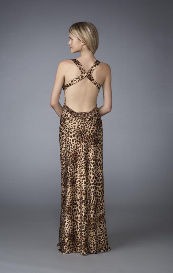 Picture of: Animal Print V Neck Halter Dress with Open Back in Multi, Style: 13375, Back Picture