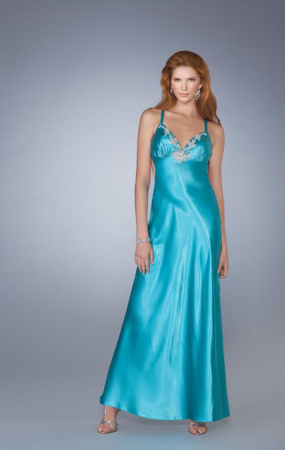 Picture of: V Neck Prom Gown with Beaded Neckline and Low Back in Blue, Style: 13417, Main Picture