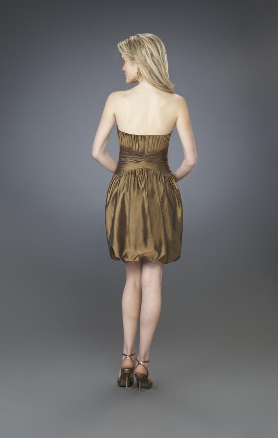 Picture of: Strapless Cocktail Dress with Sweetheart Neck and Pleats in Gold, Style: 14126, Back Picture