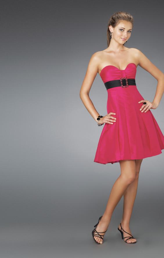 Picture of: Short Strapless Dress with Bow Bodice and Pleated Skirt in Pink, Style: 14311, Main Picture