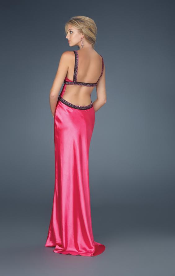 Picture of: Long Gown with Sweetheart Neckline and Open Back in Pink, Style: 14425, Back Picture