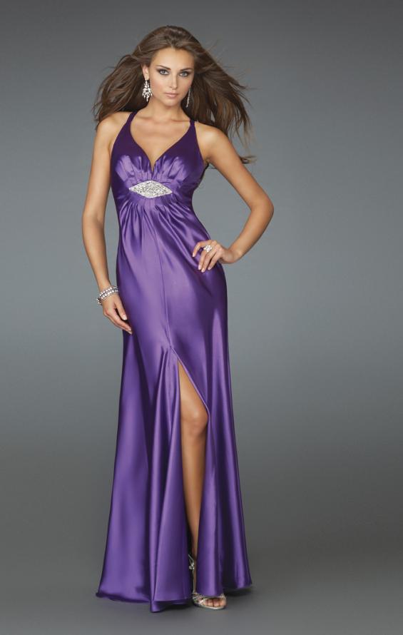 Picture of: Deep V Neck Prom Dress with Center Slit in Purple, Style: 14600, Main Picture