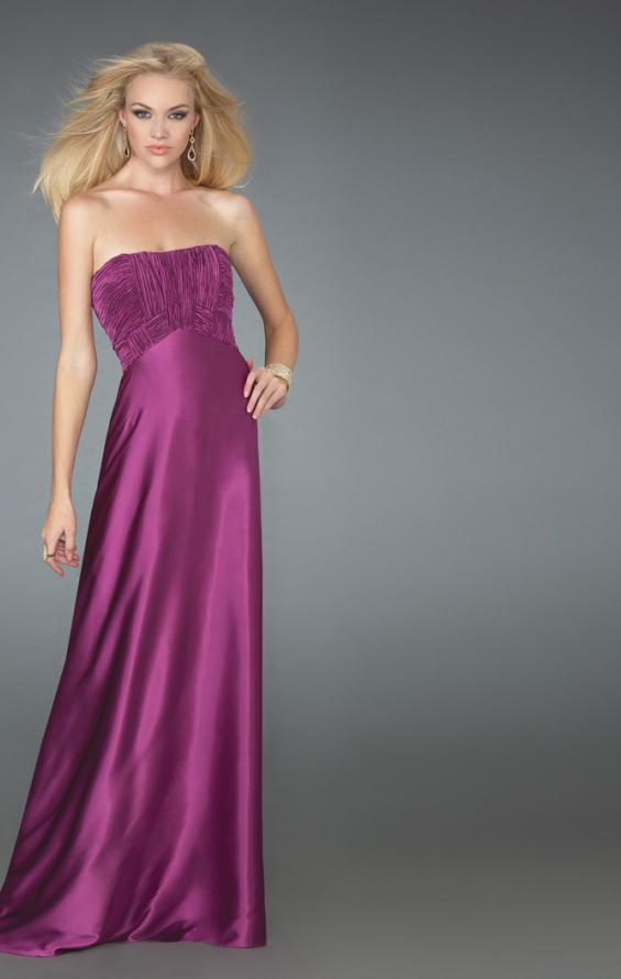 Picture of: Long Strapless Prom Gown with a Ruched Bodice in Purple, Style: 14605, Main Picture