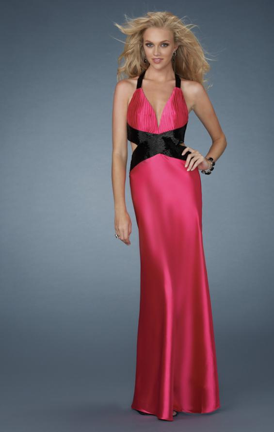 Picture of: Deep V Neck Prom Dress with Criss Cross Back in Pink, Style: 14660, Detail Picture 1