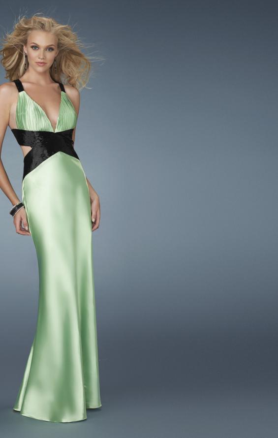 Picture of: Deep V Neck Prom Dress with Criss Cross Back in Green, Style: 14660, Detail Picture 2
