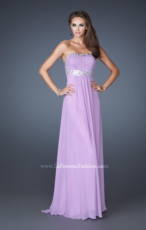 Picture of: Long Prom Dress with Ruched Bodice and Beading in Purple, Style: 15027, Detail Picture 2