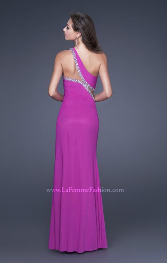 Picture of: One Shoulder Prom Dress with Jeweled Trim in Purple, Style: 16379, Back Picture