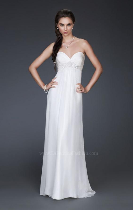 Picture of: Strapless Silk Chiffon Dress with Pleated Bodice in White, Style: 16757, Main Picture