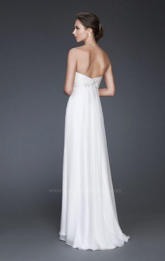 Picture of: Strapless Silk Chiffon Dress with Pleated Bodice in White, Style: 16757, Back Picture