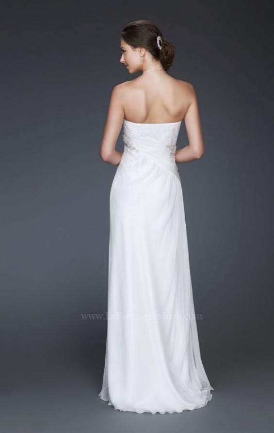 Picture of: Simple Silk Prom Dress with Beaded Waist and Front Slit in White, Style: 16769, Back Picture