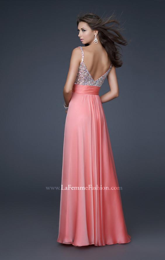 Picture of: Jewel Encrusted Prom Gown with A-line Skirt in Pink, Style: 16802, Back Picture