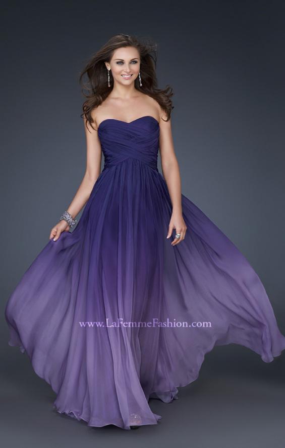 Picture of: Ombre Chiffon Prom Gown with Sweetheart Neckline in Purple, Style: 17004, Detail Picture 2