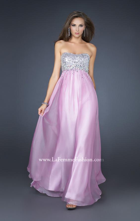 Picture of: Long Strapless Chiffon Prom Dress with Full Gathered Skirt in Purple, Style: 17058, Detail Picture 2