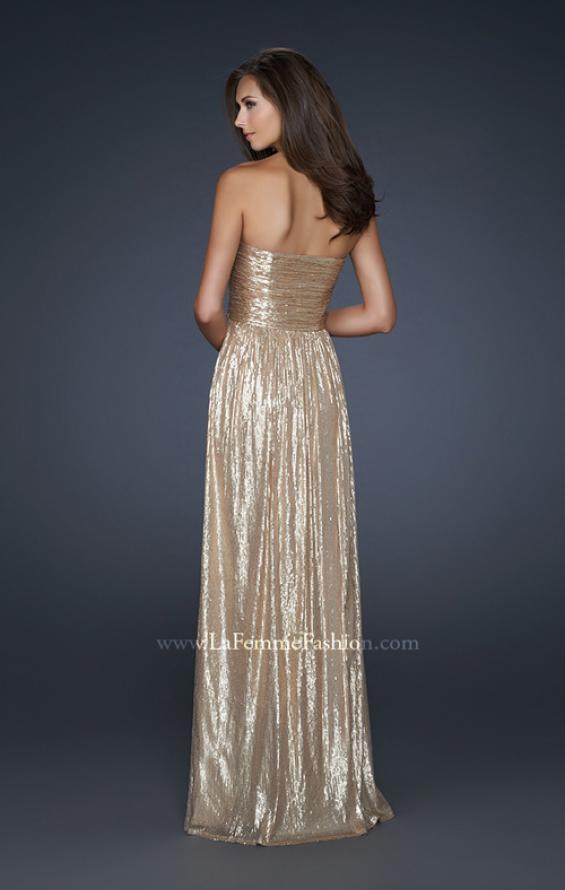 Picture of: All Over Sequined Prom Dress with Sweetheart Neckline in Gold, Style: 17085, Back Picture