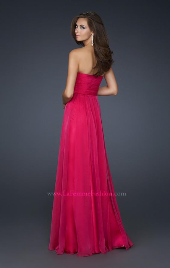 Picture of: Classic Long Chiffon Prom Gown with Pleated Detail in Red, Style: 17111, Back Picture