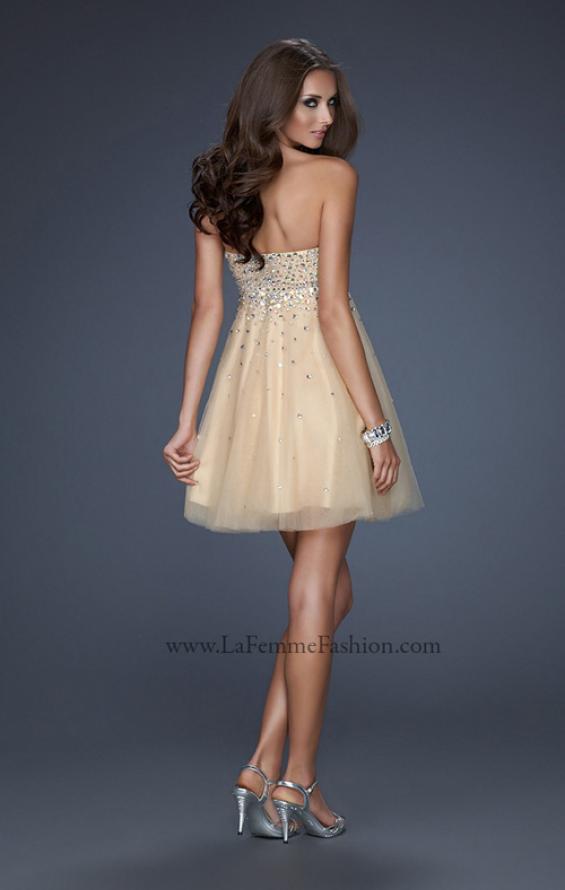 Picture of: Playful Cocktail Dress with All Over Beadwork in Nude, Style: 17123, Back Picture