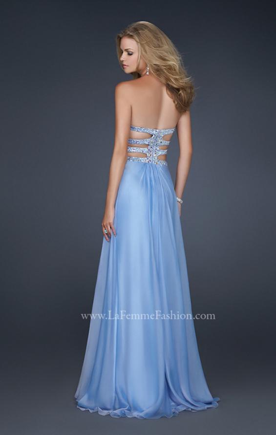 Picture of: Chiffon Prom Dress with Multiple Straps and Beading in Blue, Style: 17203, Back Picture