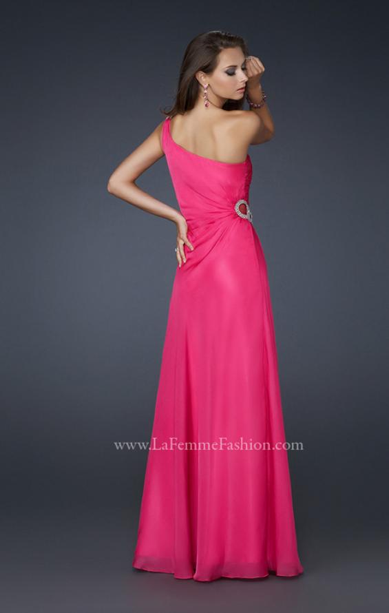 Picture of: One Shoulder Chiffon Prom Dress with Rhinestones in Pink, Style: 17259, Back Picture