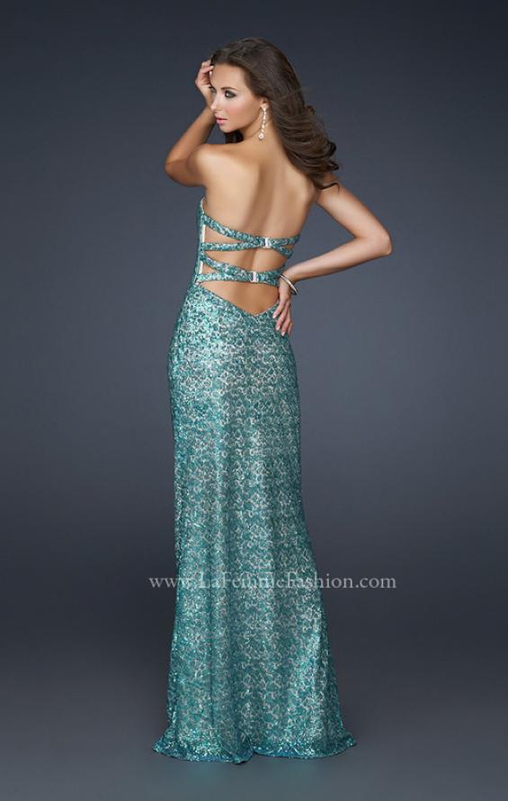 Picture of: Strapless Sequined Prom Dress with Bottom Flare in Blue, Style: 17369, Back Picture