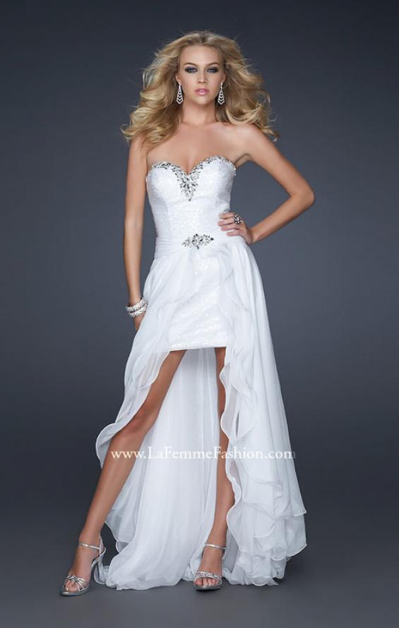 Picture of: Glam Strapless Prom Gown with Embellished Waist in Silver, Style: 17377, Main Picture