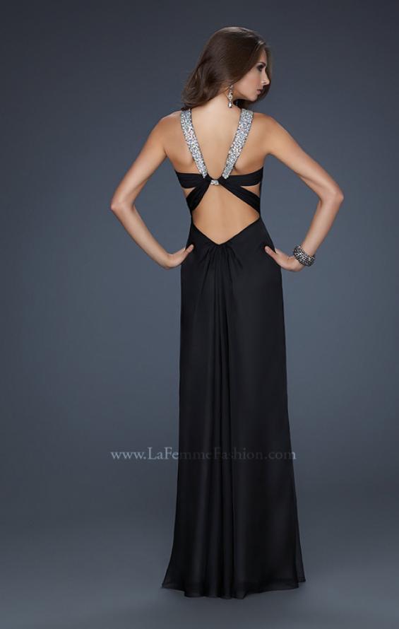 Picture of: Halter Top Dress with Beaded Straps and A-line Skirt in Black, Style: 17441, Detail Picture 1