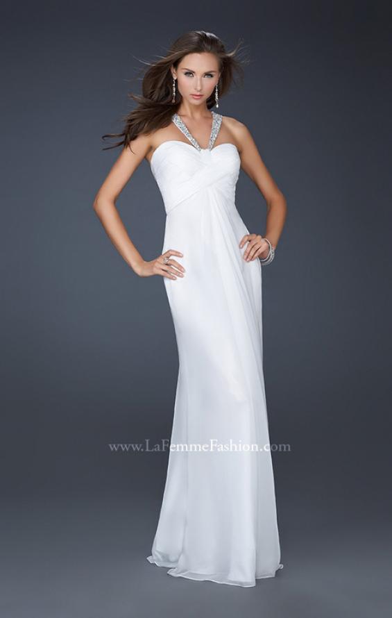 Picture of: Halter Top Dress with Beaded Straps and A-line Skirt in White, Style: 17441, Detail Picture 6