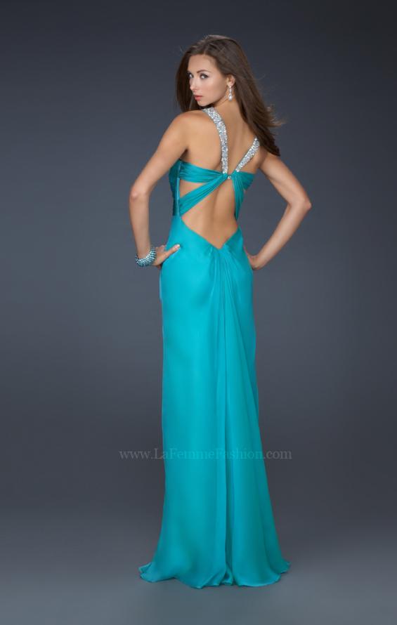 Picture of: Halter Top Dress with Beaded Straps and A-line Skirt in Blue, Style: 17441, Detail Picture 7