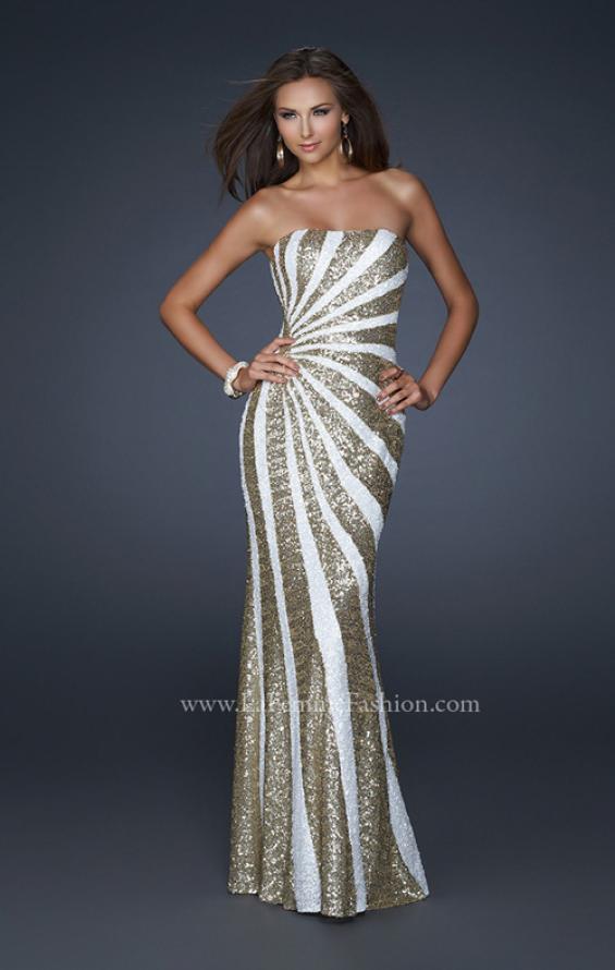 Picture of: Strapless Floor Length Gown with Gorgeous Sequin Detail in White, Style: 17456, Main Picture