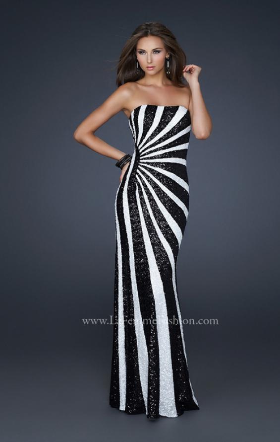Picture of: Strapless Floor Length Gown with Gorgeous Sequin Detail in Black, Style: 17456, Detail Picture 2
