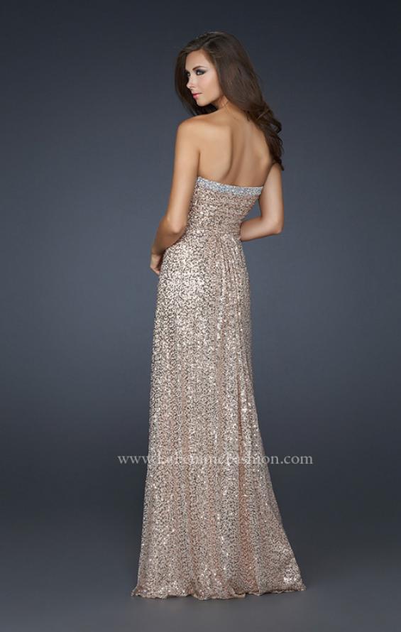 Picture of: Full Length Sequin Prom Gown with Gathered Detail in Nude, Style: 17458, Detail Picture 4