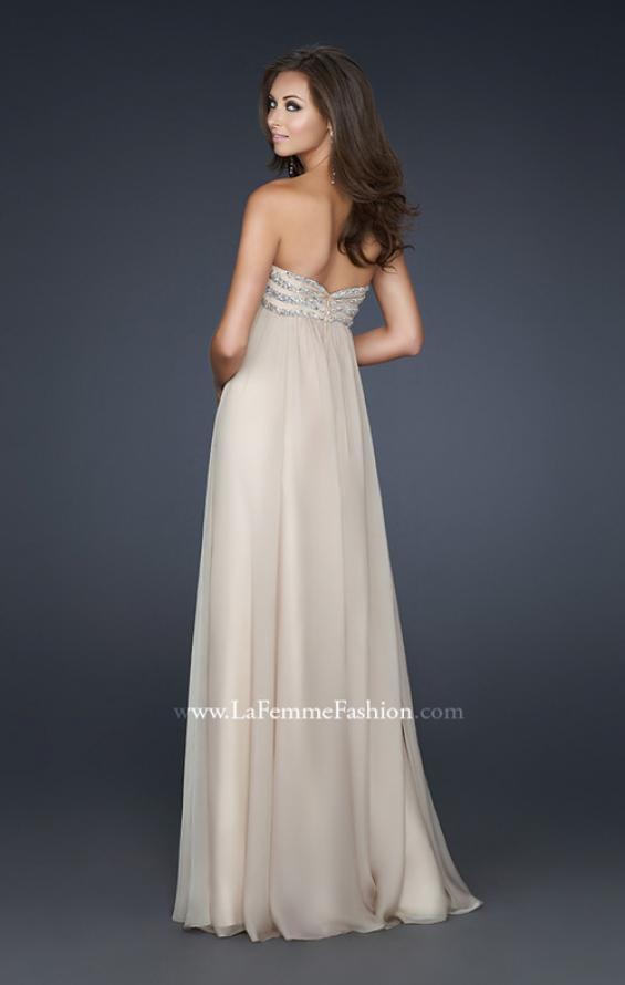 Picture of: Strapless Chiffon Dress with Sweetheart Neckline in Nude, Style: 17474, Back Picture