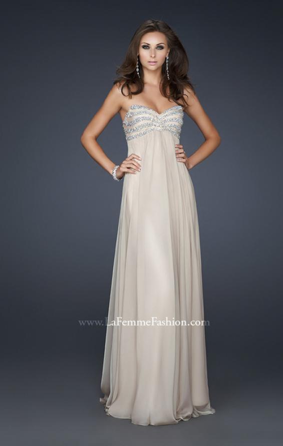 Picture of: Strapless Chiffon Dress with Sweetheart Neckline in Nude, Style: 17474, Detail Picture 1