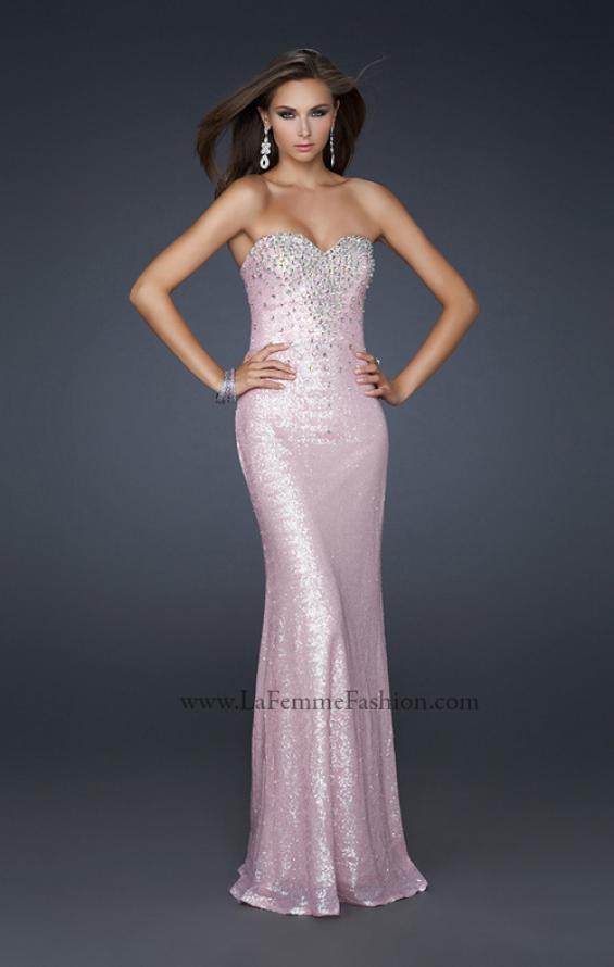Picture of: Stretch Sequin Mermaid Prom Dress with Beaded Detail in Pink, Style: 17495, Detail Picture 1