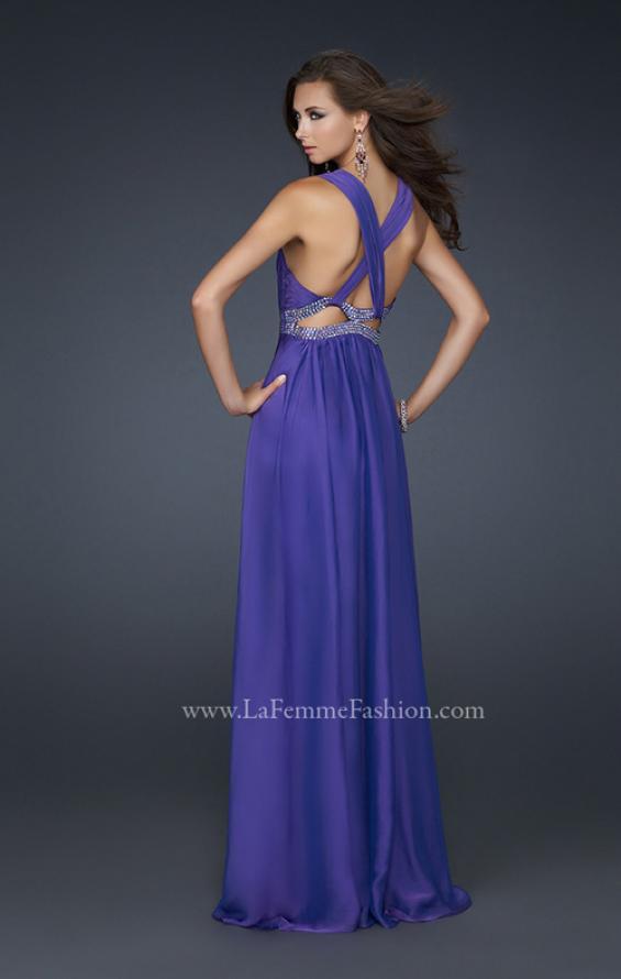 Picture of: Deep V Neck Chiffon Prom Dress with Pleating in Purple, Style: 17503, Back Picture