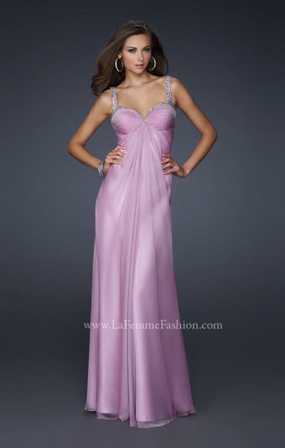 Picture of: Full Length Chiffon Prom Dress with Pleated Bust and Beading in Purple, Style: 17530, Main Picture