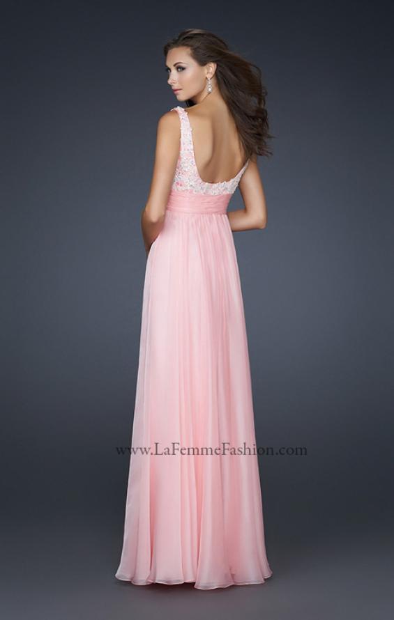 Picture of: Empire Waist Chiffon Prom Gown with Embellishments in Pink, Style: 17542, Back Picture