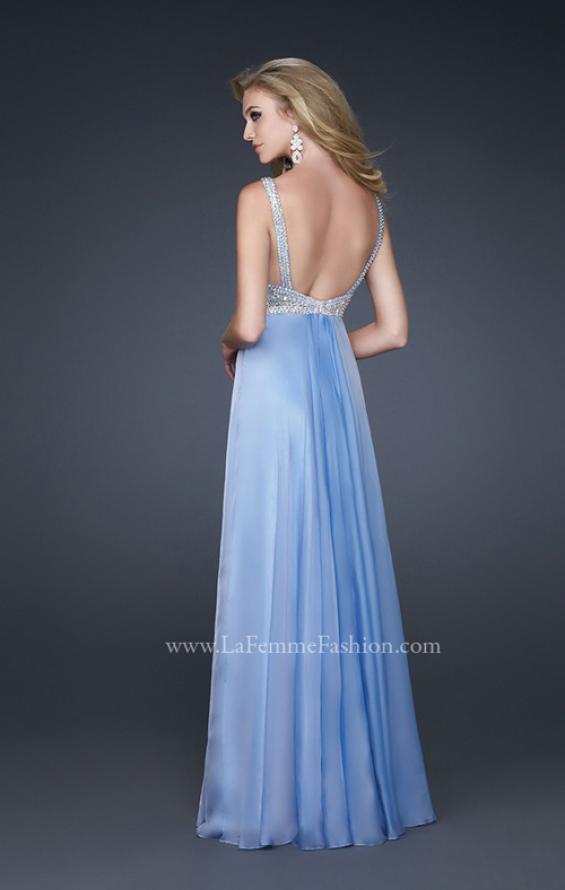 Picture of: Glam Chiffon Prom Gown with Embellished Waistband in Blue, Style: 17543, Detail Picture 3