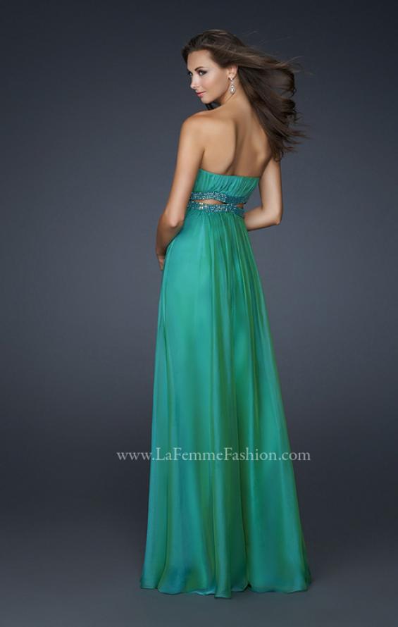 Picture of: Chiffon Prom Dress with Beaded Waist and Pleating in Green, Style: 17546, Back Picture