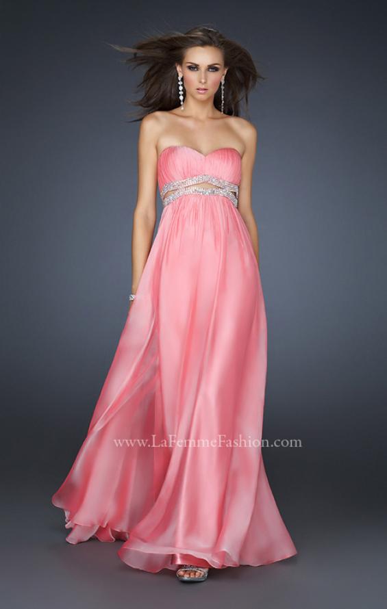 Picture of: Chiffon Prom Dress with Beaded Waist and Pleating in Pink, Style: 17546, Detail Picture 1