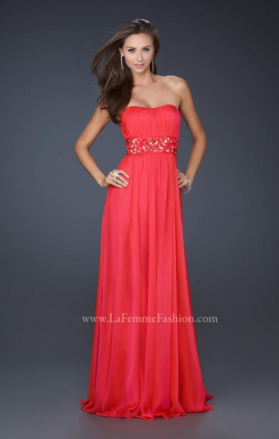 Picture of: Full Length Strapless Dress with Embellished Waistband in Orange, Style: 17623, Detail Picture 1