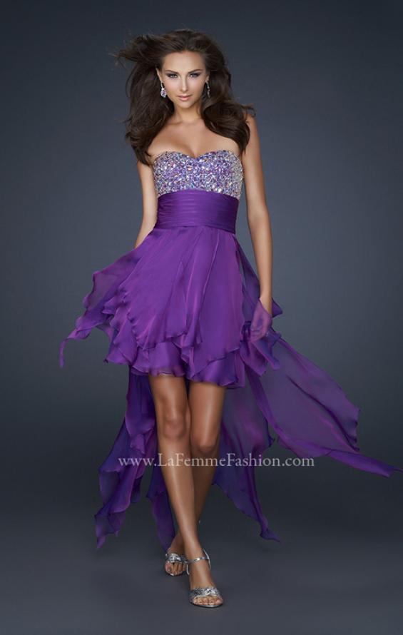 Picture of: High Low Prom Dress with Encrusted Rhinestones in Purple, Style: 17687, Main Picture