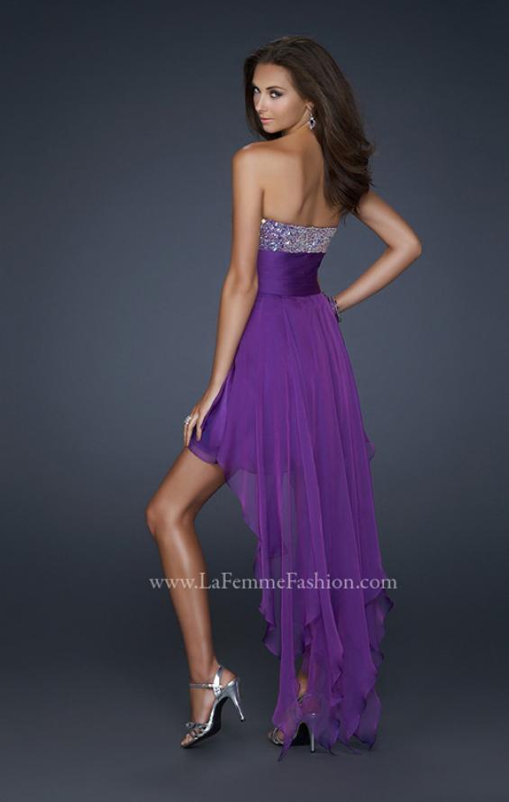 Picture of: High Low Prom Dress with Encrusted Rhinestones in Purple, Style: 17687, Back Picture