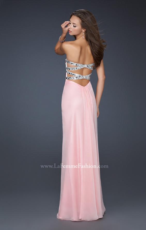 Picture of: Flowing Chiffon Prom Dress with Hand Beaded Top in Pink, Style: 17909, Detail Picture 4
