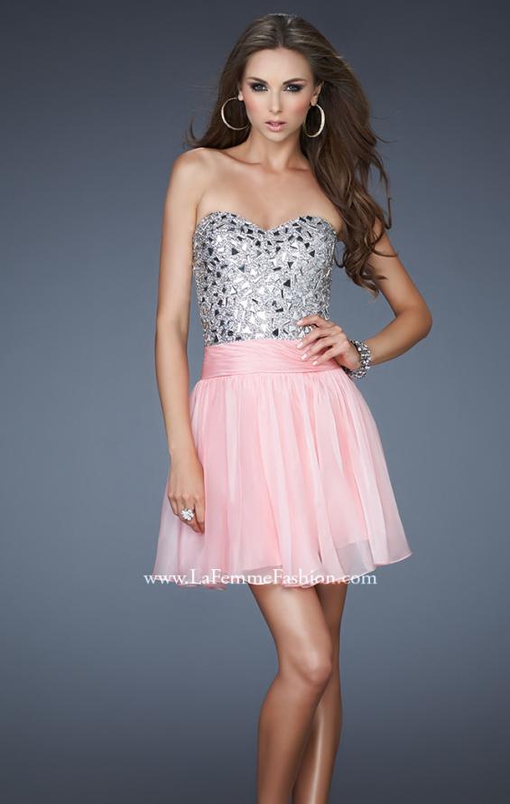 Picture of: Sexy Chiffon Cocktail Dress with Beaded Bust in Pink, Style: 17953, Detail Picture 1