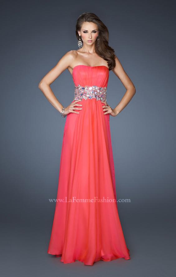 Picture of: Strapless Gown with Dramatic Waist and Rhinestones in Orange, Style: 18123, Main Picture